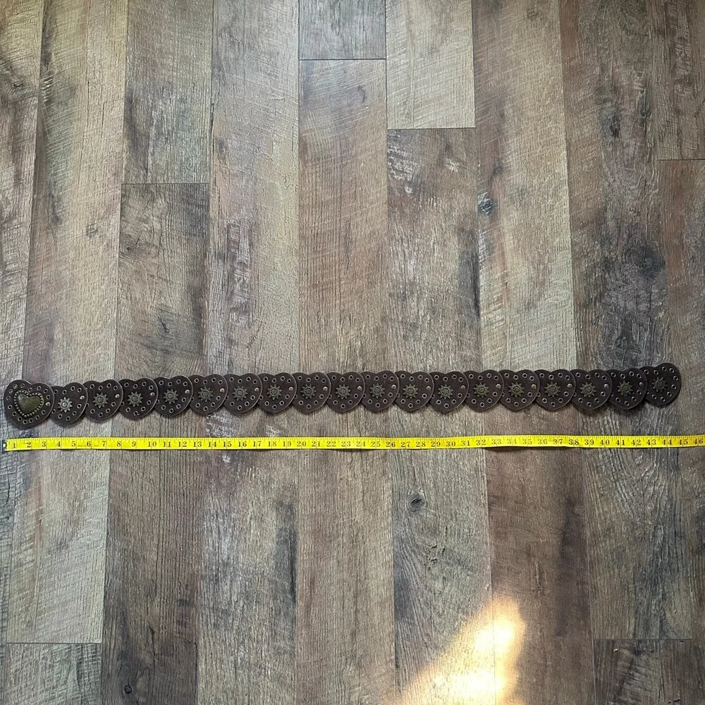Women's BOHO Brown Gold Heart & Star Embellished Belt